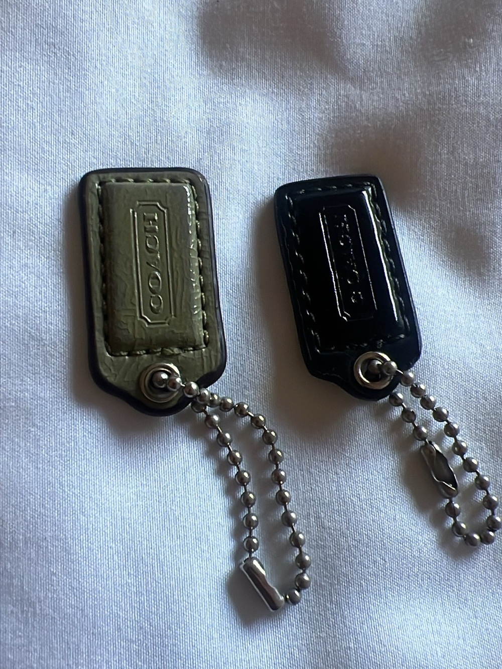Coach Olive and Black Leather Key Fob Pair